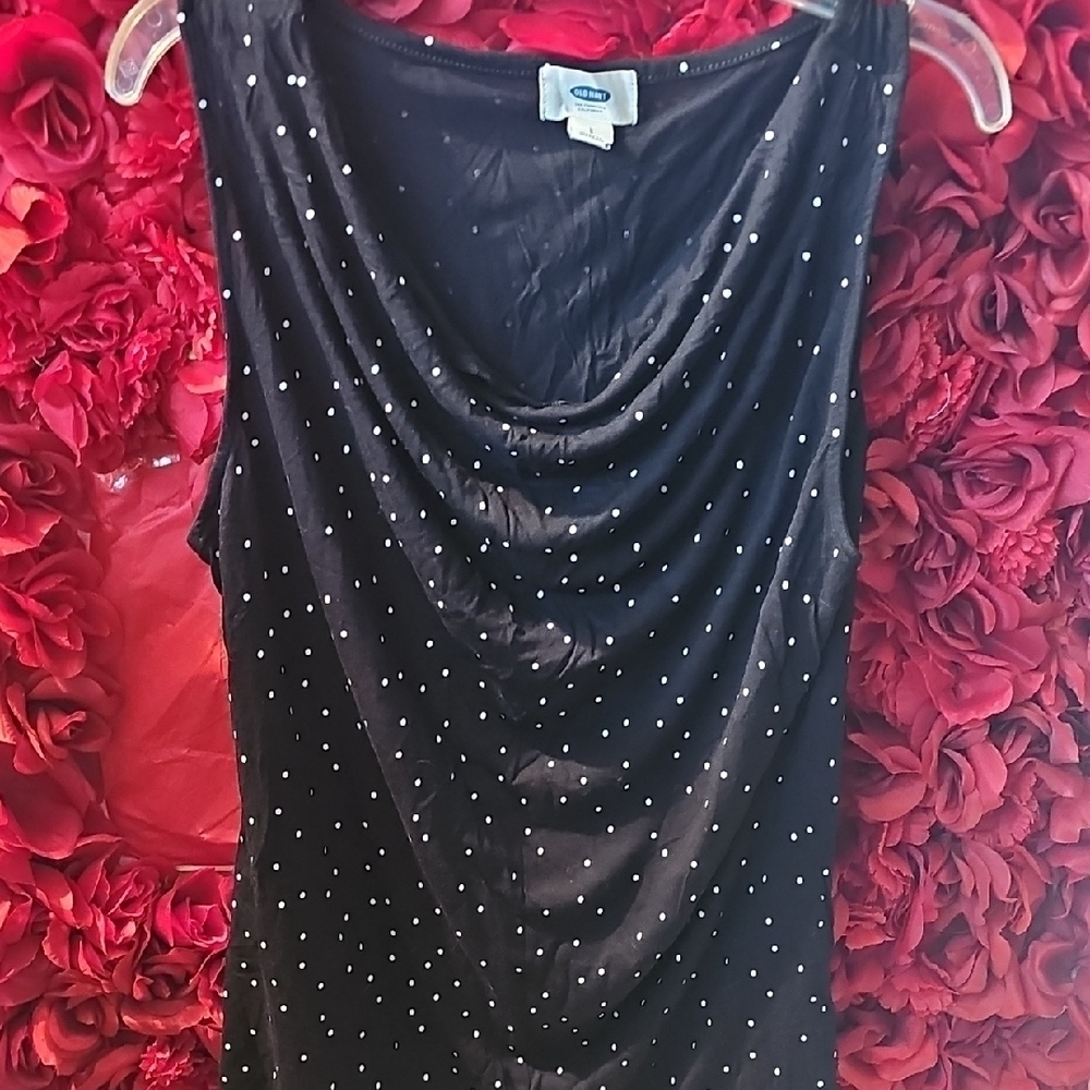 Old Navy Women's Black Sleeveless Top with Polka Dots Size Large